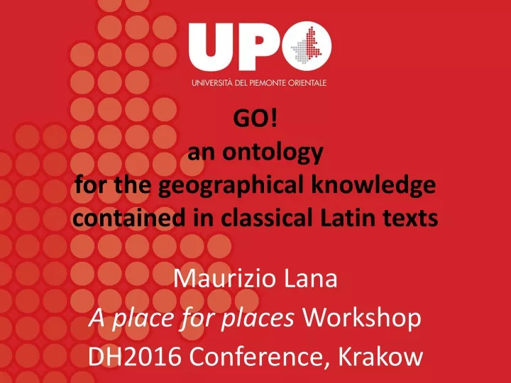 go an ontology for the geographical knowledge contained in classical latin texts