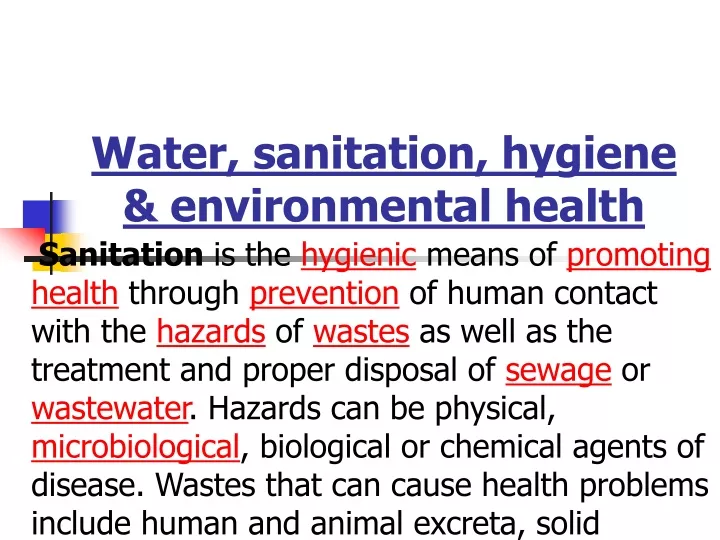 water sanitation hygiene environmental health