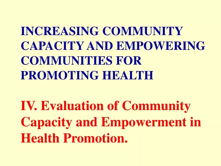 increasing community capacity and empowering