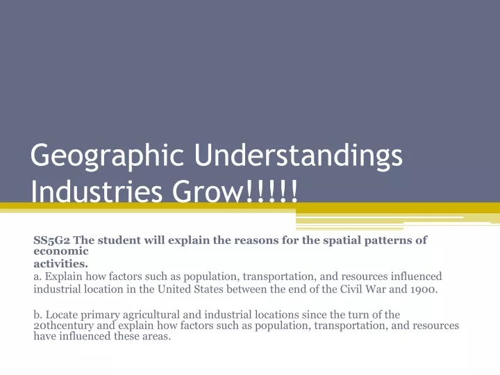 geographic understandings industries grow