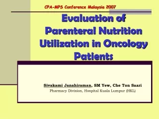 Evaluation of Parenteral Nutrition Utilization in Oncology Patients