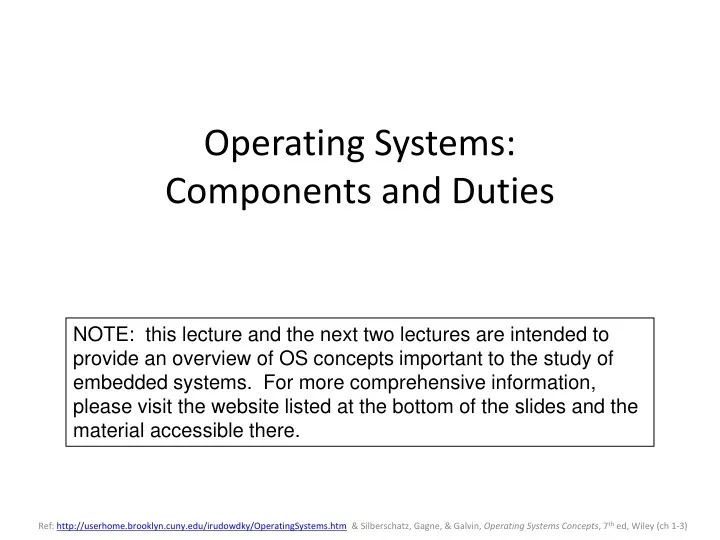 operating systems components and duties