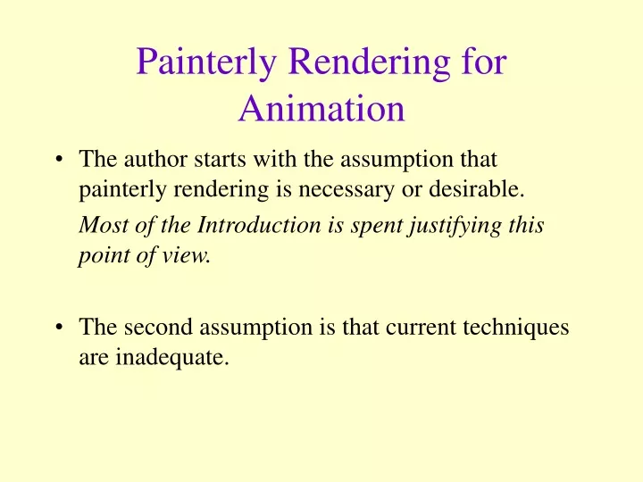 painterly rendering for animation