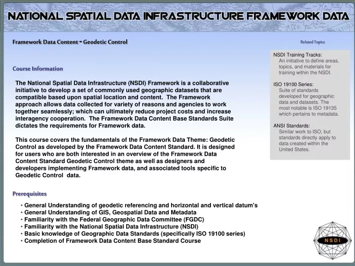 framework data content geodetic control