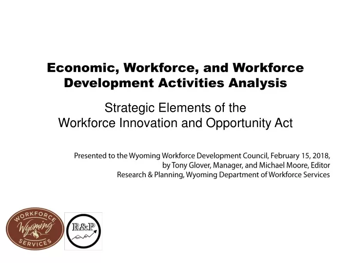 economic workforce and workforce development