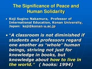 The Significance of Peace and Human Solidarity