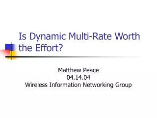 Is Dynamic Multi-Rate Worth the Effort?
