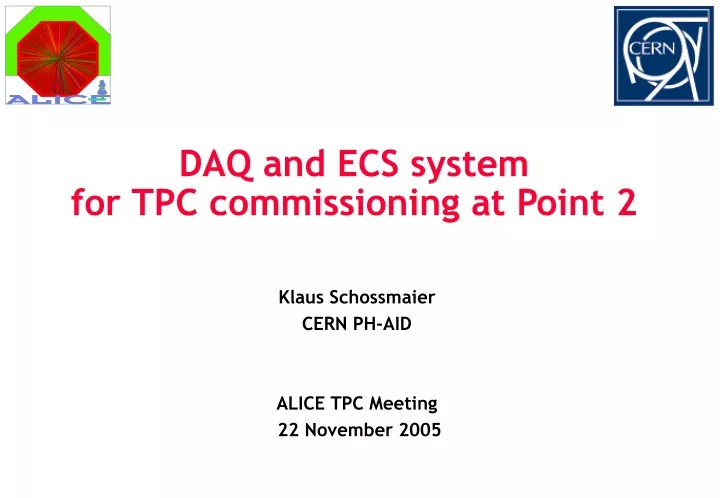 daq and ecs system for tpc commissioning at point 2