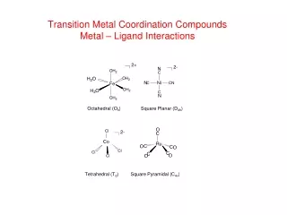 Transition Metal Coordination Compounds Metal – Ligand Interactions