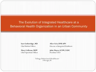 The Evolution of Integrated Healthcare at a  Behavioral Health Organization in an Urban Community