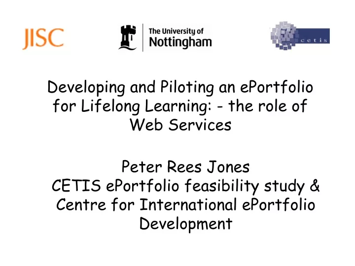 developing and piloting an eportfolio for lifelong learning the role of web services