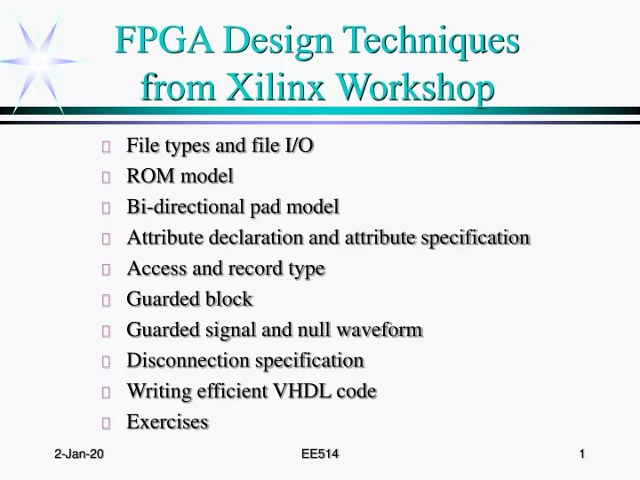fpga design techniques from xilinx workshop