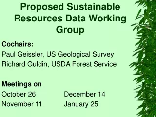 Proposed Sustainable Resources Data Working Group