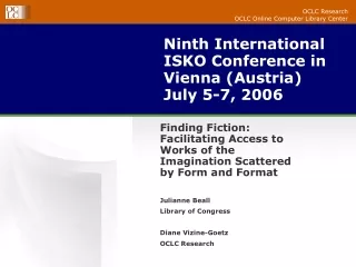 Ninth International ISKO Conference in Vienna (Austria) July 5-7, 2006