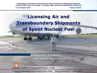 Licensing Air and  Transboundary Shipments  of Spent Nuclear Fuel