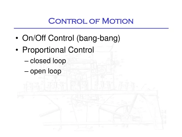 control of motion