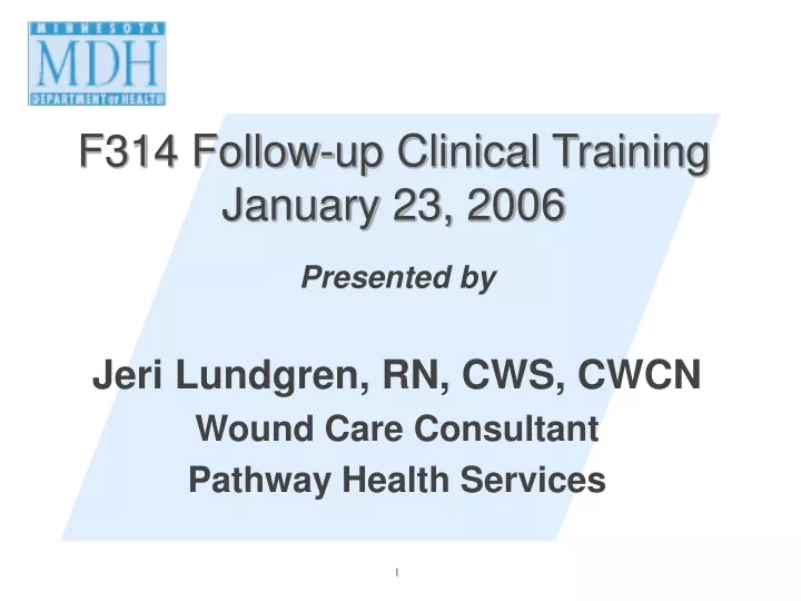 f314 follow up clinical training january 23 2006