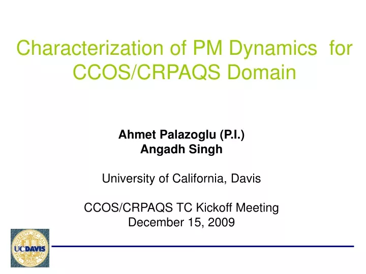 characterization of pm dynamics for ccos crpaqs domain