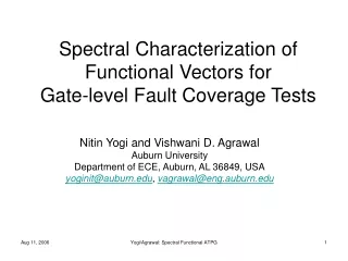 Spectral Characterization of Functional Vectors for  Gate-level Fault Coverage Tests