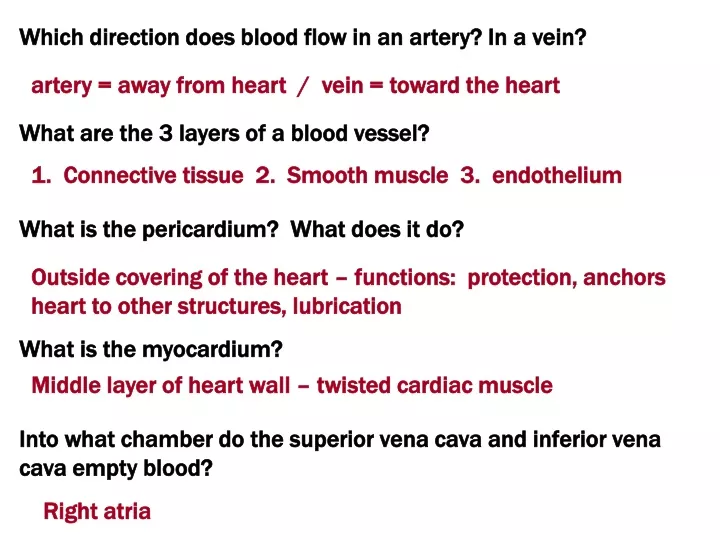 which direction does blood flow in an artery