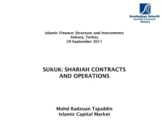Islamic Finance: Structure and Instruments  Ankara, Turkey 29 September 2011