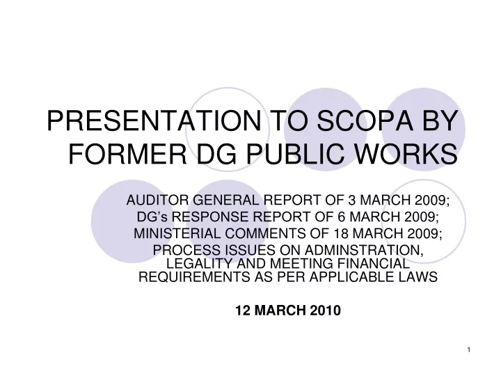 presentation to scopa by former dg public works