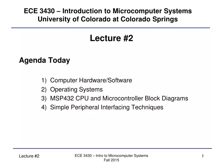 ece 3430 introduction to microcomputer systems university of colorado at colorado springs