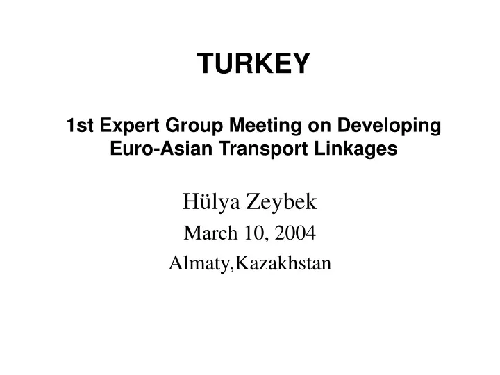 turkey 1st expert group meeting on developing euro asian transport linkages