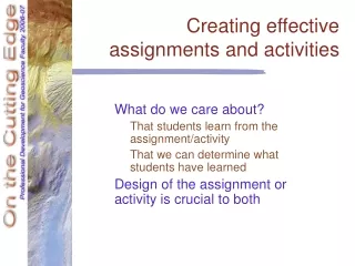Creating effective assignments and activities