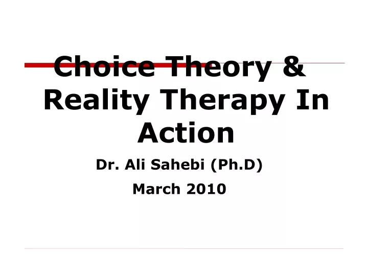 choice theory reality therapy in action