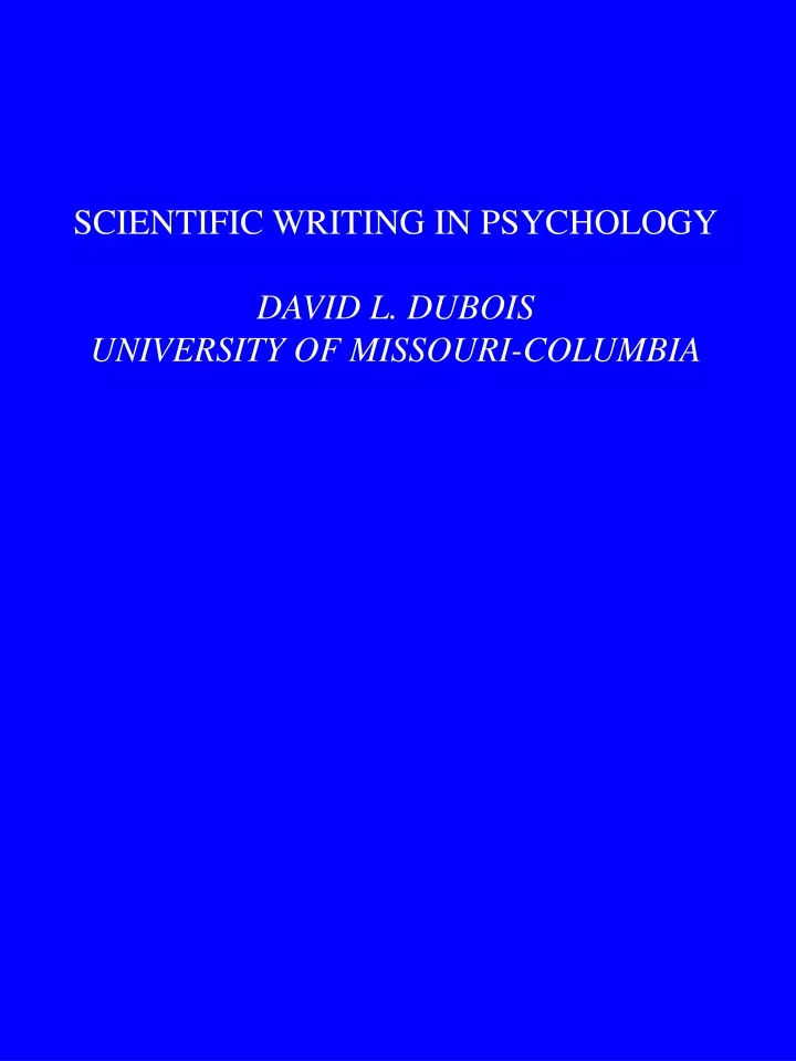 scientific writing in psychology david l dubois