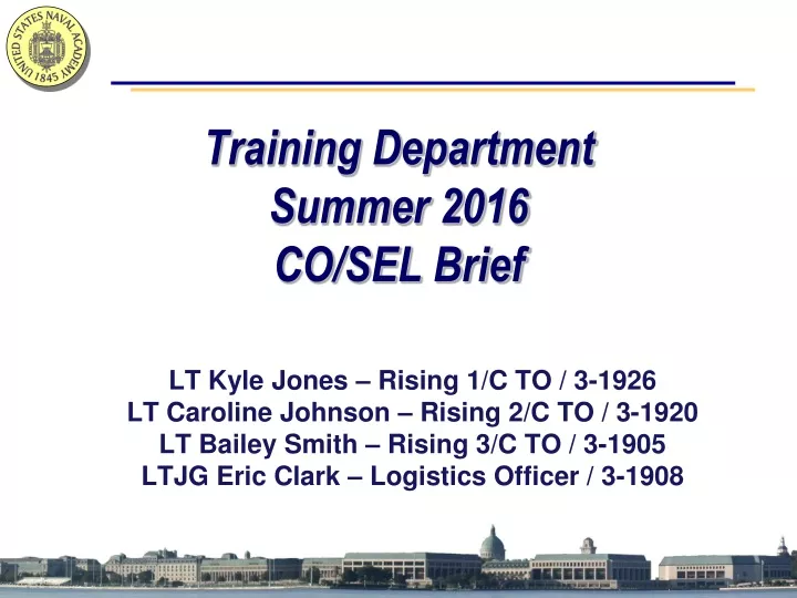 training department summer 2016 co sel brief