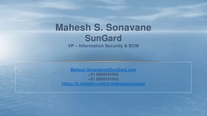 mahesh s sonavane sungard vp information security bcm