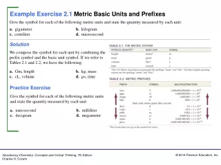 Example Exercise 2.1 Metric Basic Units and Prefixes
