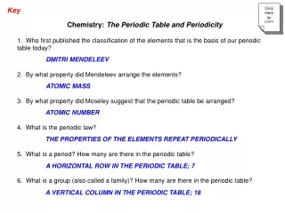 Chemistry:  The Periodic Table and Periodicity