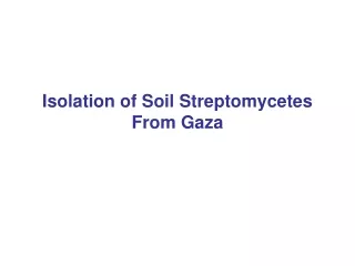 Isolation of Soil Streptomycetes From Gaza