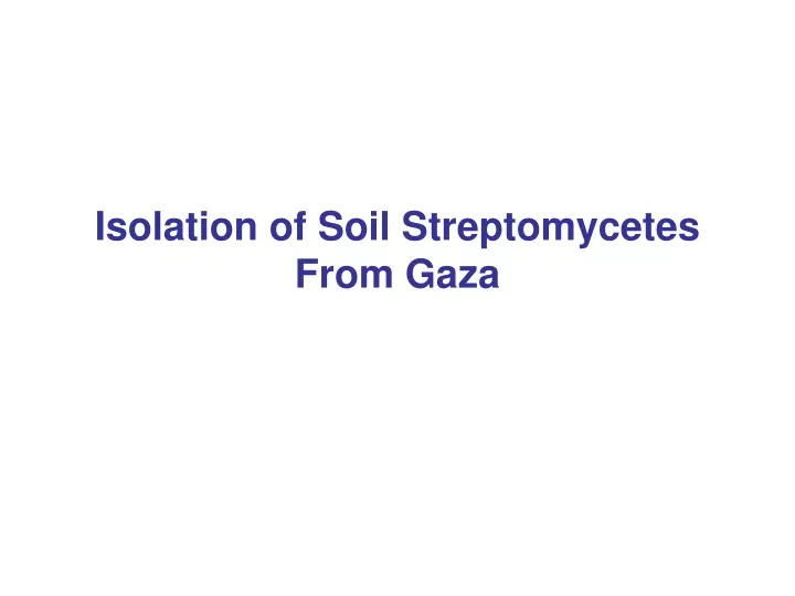 isolation of soil streptomycetes from gaza