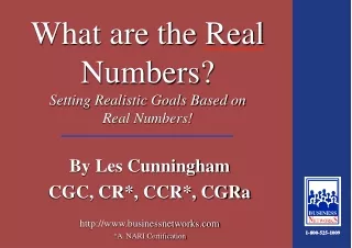 What are the Real Numbers? Setting Realistic Goals Based on  Real Numbers!
