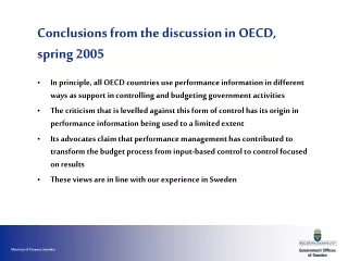 Conclusions from the discussion in OECD, spring 2005