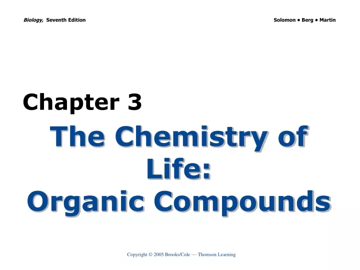 the chemistry of life organic compounds
