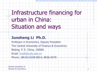 Infrastructure financing for urban in China: Situation and ways