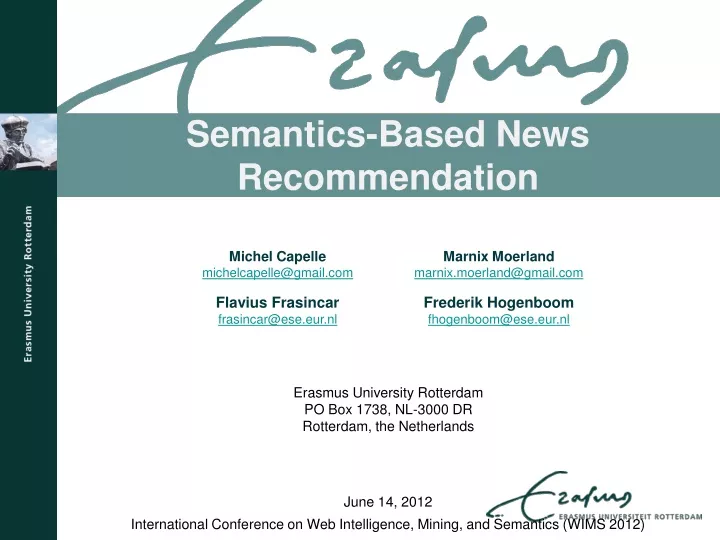 semantics based news recommendation