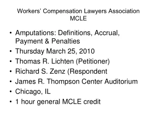 Workers’ Compensation Lawyers Association MCLE