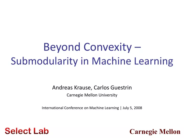 beyond convexity submodularity in machine learning