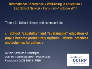 Theme 3 : School climate and communal life