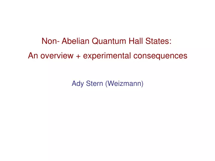 non abelian quantum hall states an overview