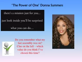 ‘The Power of One’ Donna Summers