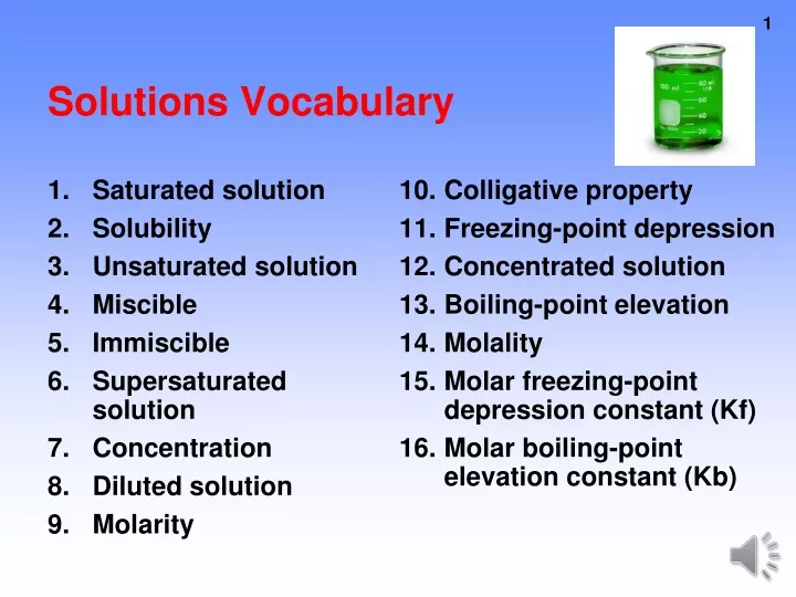 solutions vocabulary