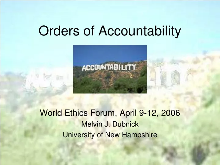 orders of accountability