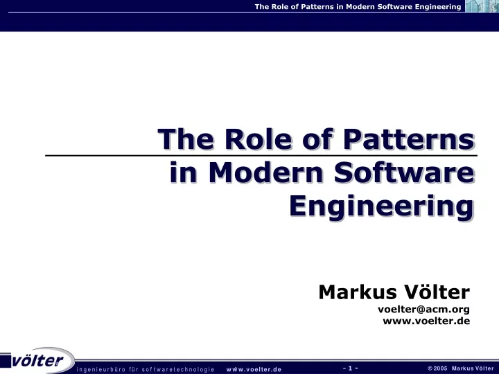the role of patterns in modern software